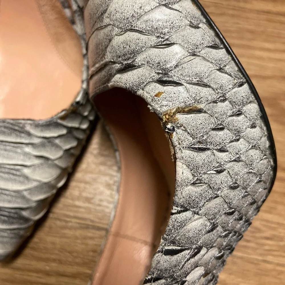 ROLAND MOURET Handmade Genuine Leather Python Pencil Heel